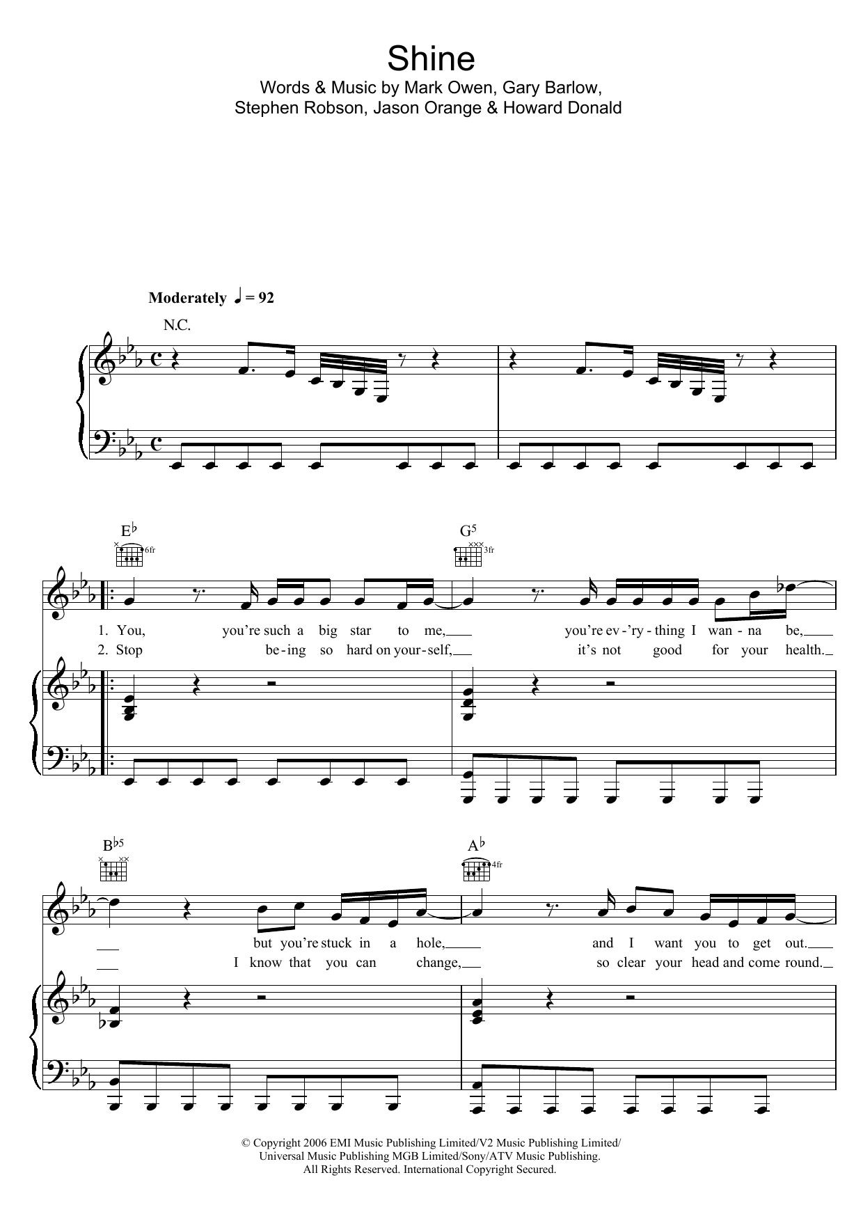 Take That Shine sheet music notes and chords. Download Printable PDF.