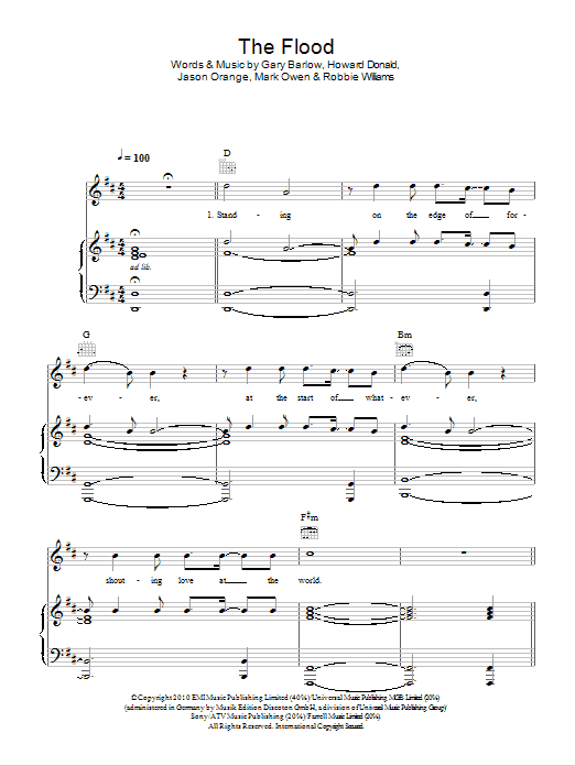 Take that the flood sheet music pdf chords 3 page flute solo pop