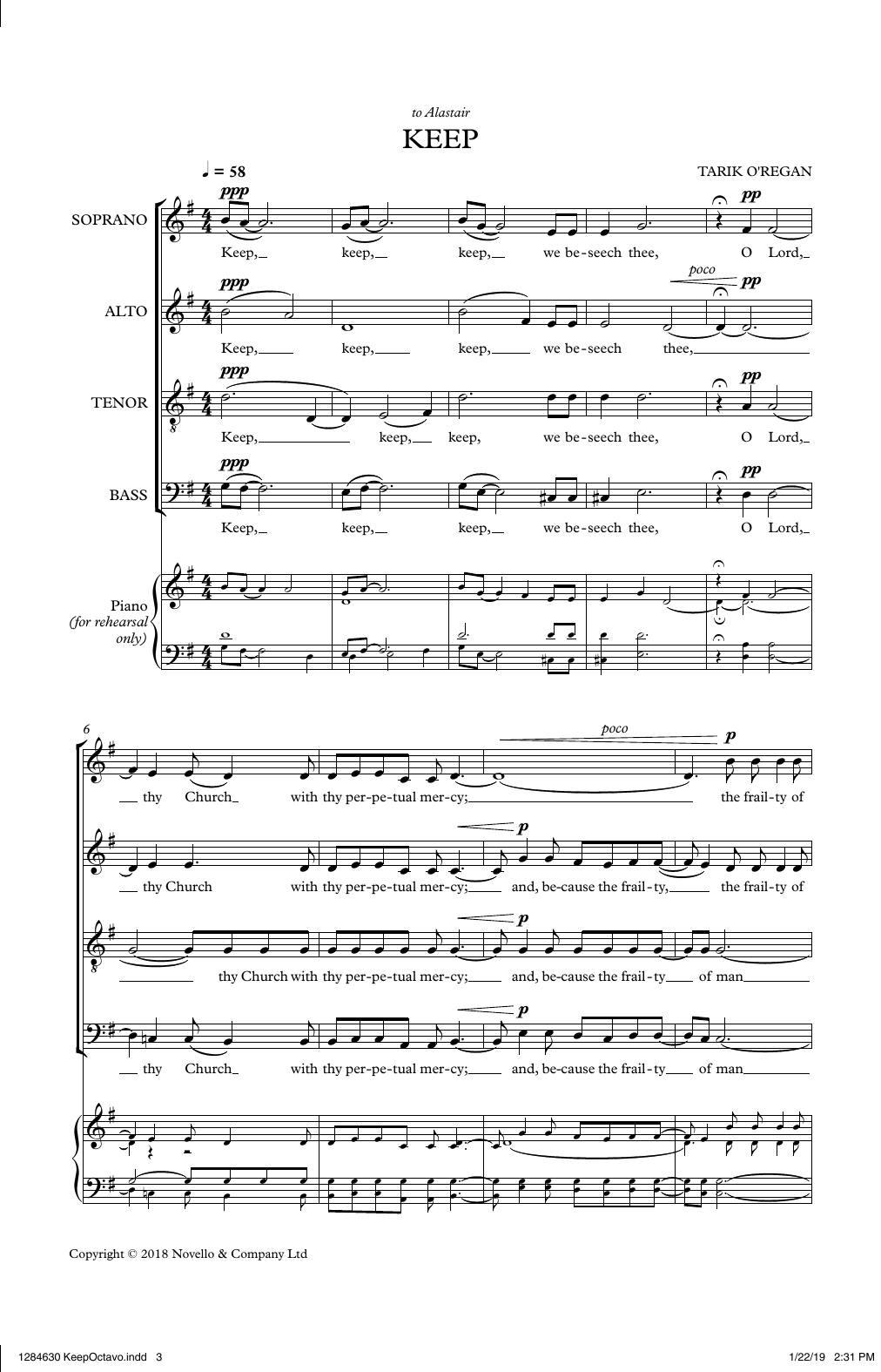 Tarik O'Regan Keep sheet music notes and chords. Download Printable PDF.