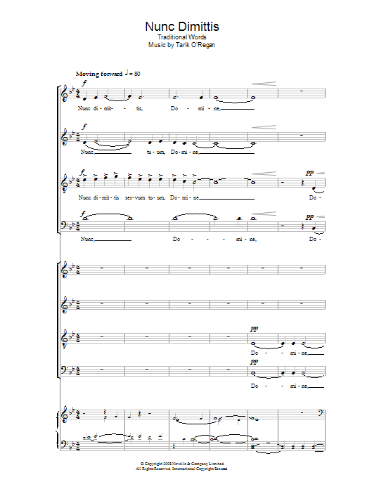 Tarik O'Regan Nunc Dimittis sheet music notes and chords. Download Printable PDF.