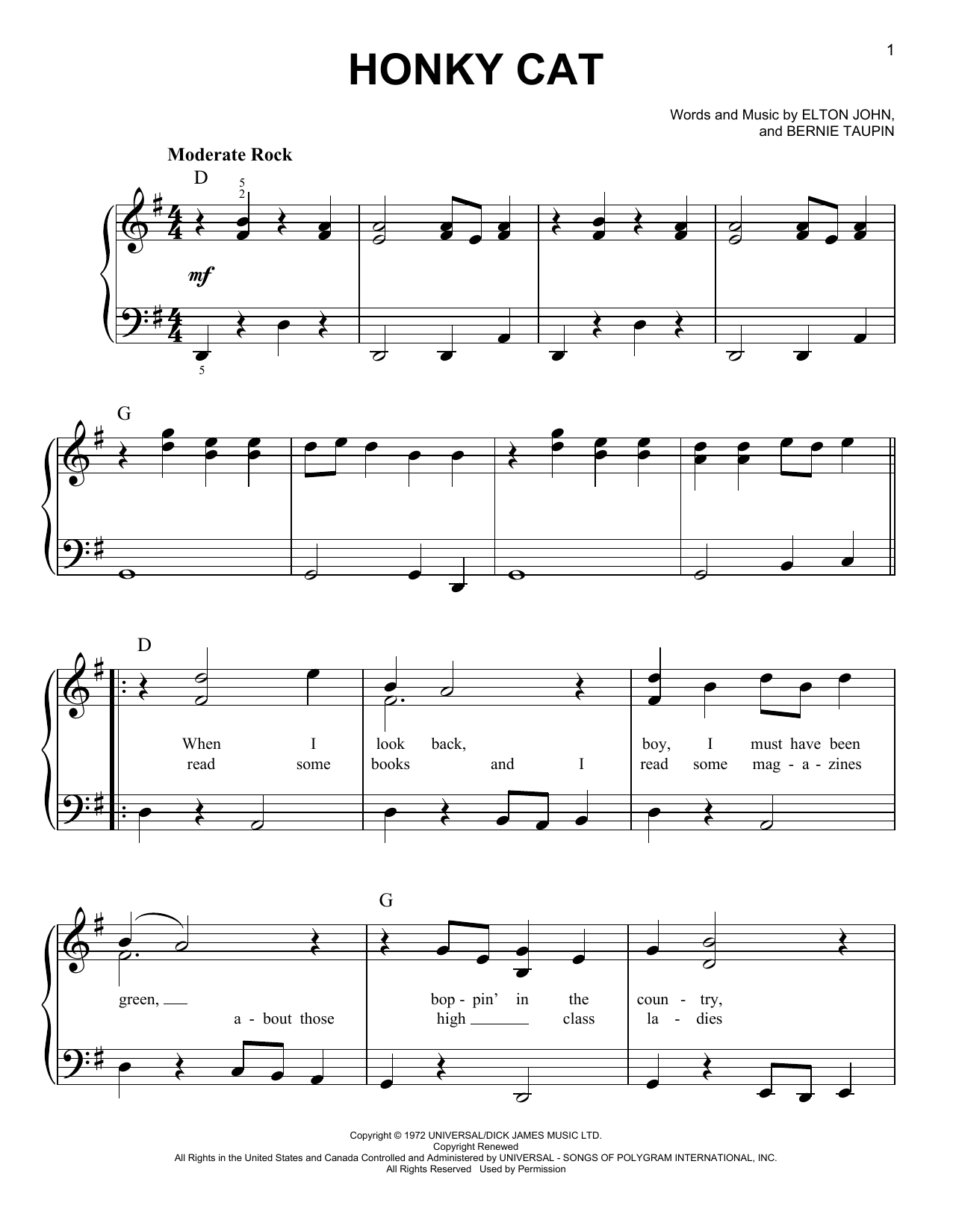 Learn to play Taron Egerton & Richard Madden Honky Cat (from Rocketman) sheet music for Easy Piano in minutes. Price: 6.9900$ Taron Egerton & Richard Madden Honky Cat (from Rocketman) sheet music notes and chords arranged for Easy Piano