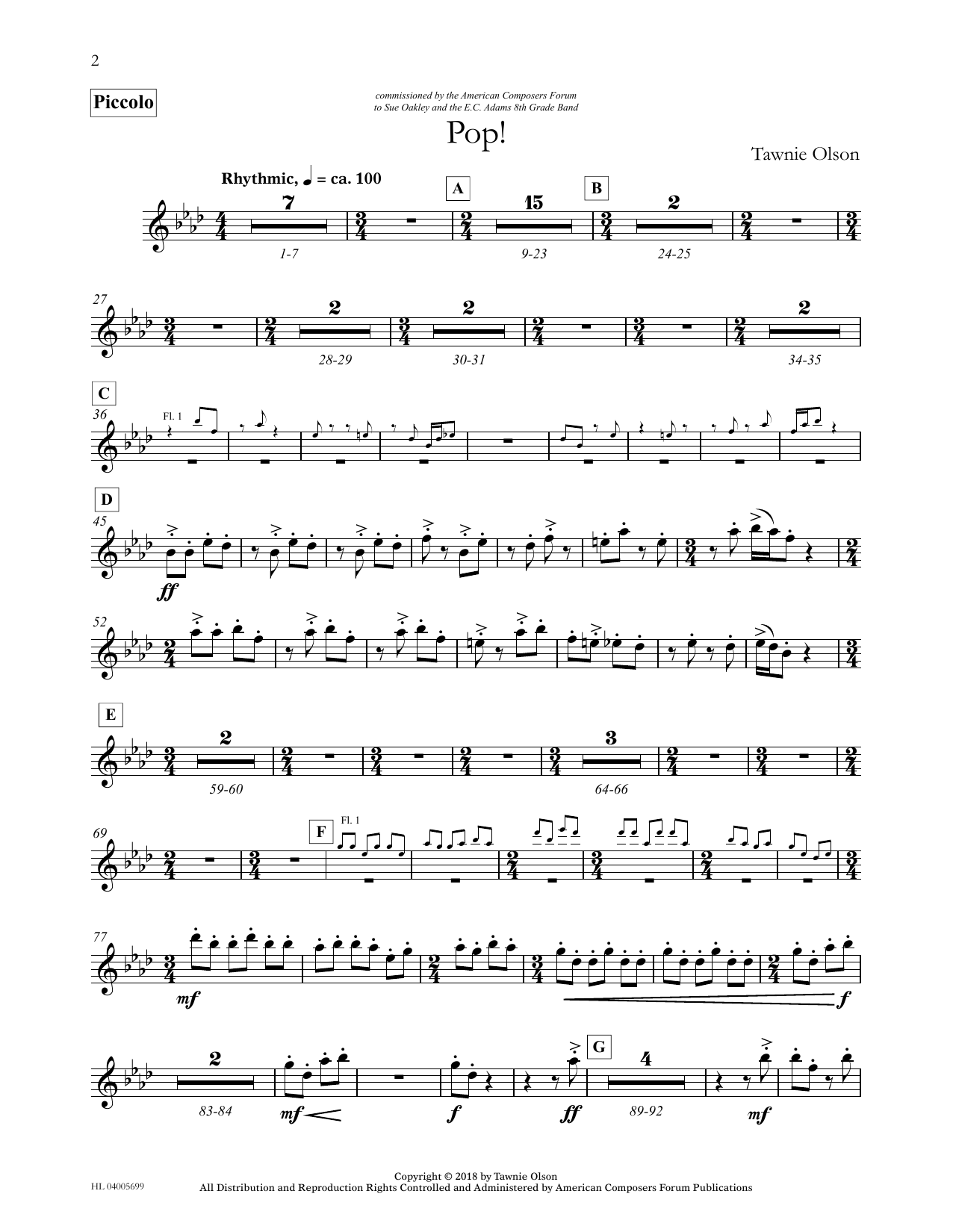 Tawnie Olson Pop! - Piccolo sheet music notes and chords. Download Printable PDF.