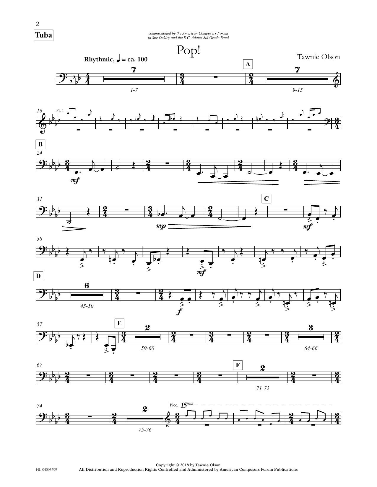 Tawnie Olson Pop! - Tuba sheet music notes and chords. Download Printable PDF.