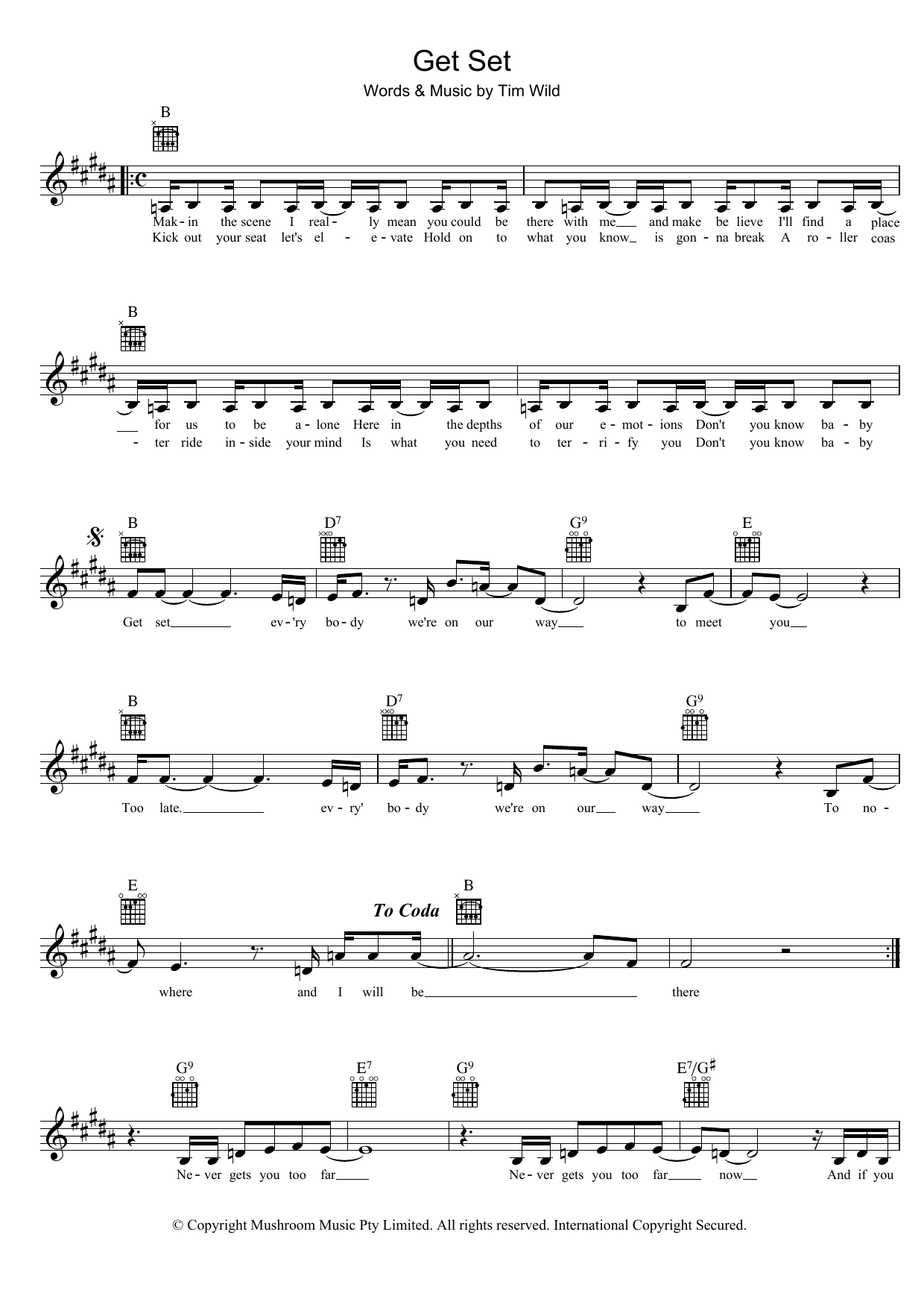 Taxiride Get Set sheet music notes and chords. Download Printable PDF.