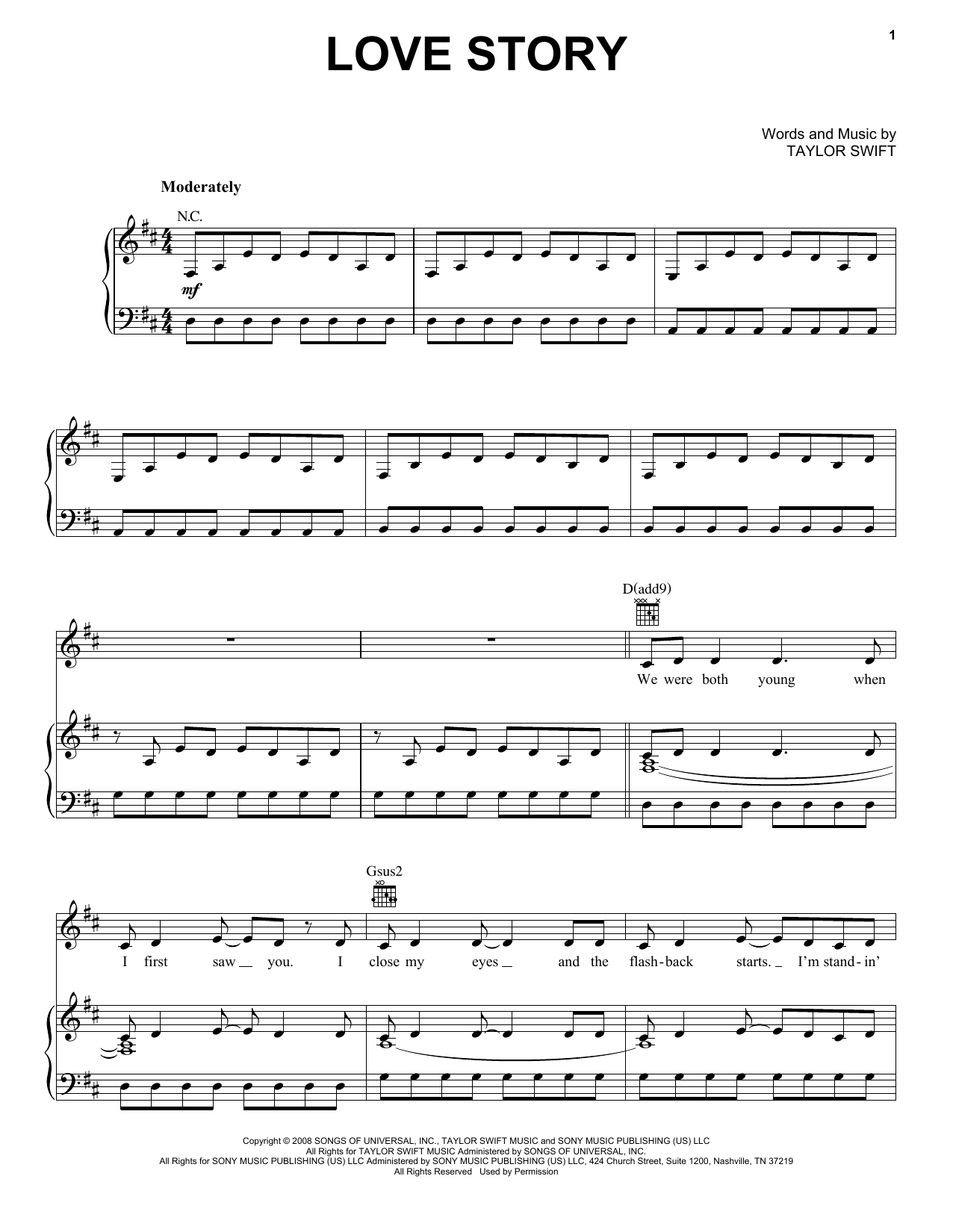 Taylor Swift Love Story sheet music notes and chords. Download Printable PDF.