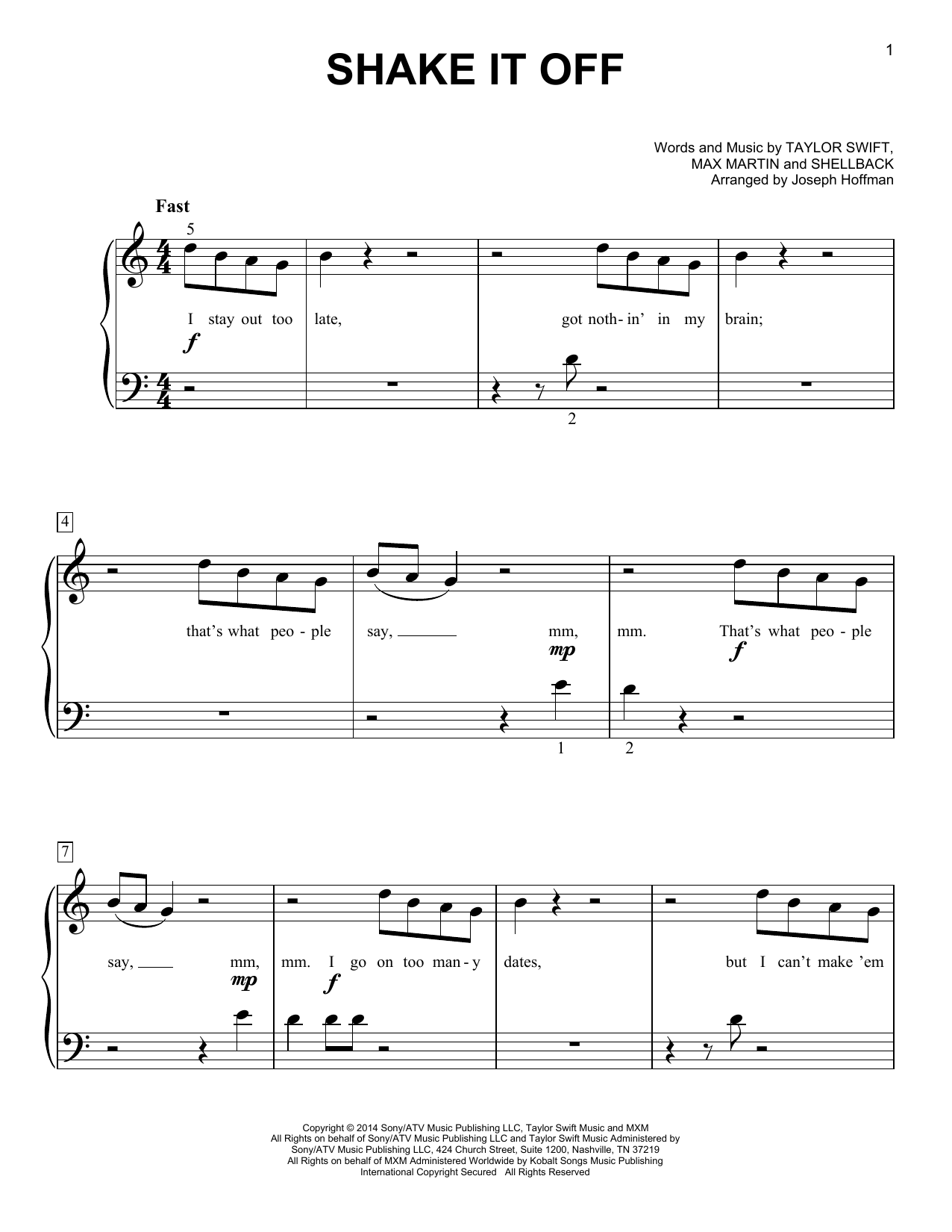 Taylor Swift Shake It Off (arr. Joseph Hoffman) sheet music notes and chords. Download Printable PDF.