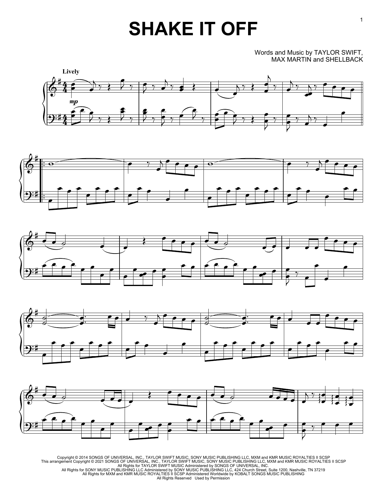 Taylor Swift Shake It Off [Classical version] sheet music notes and chords arranged for Piano Solo