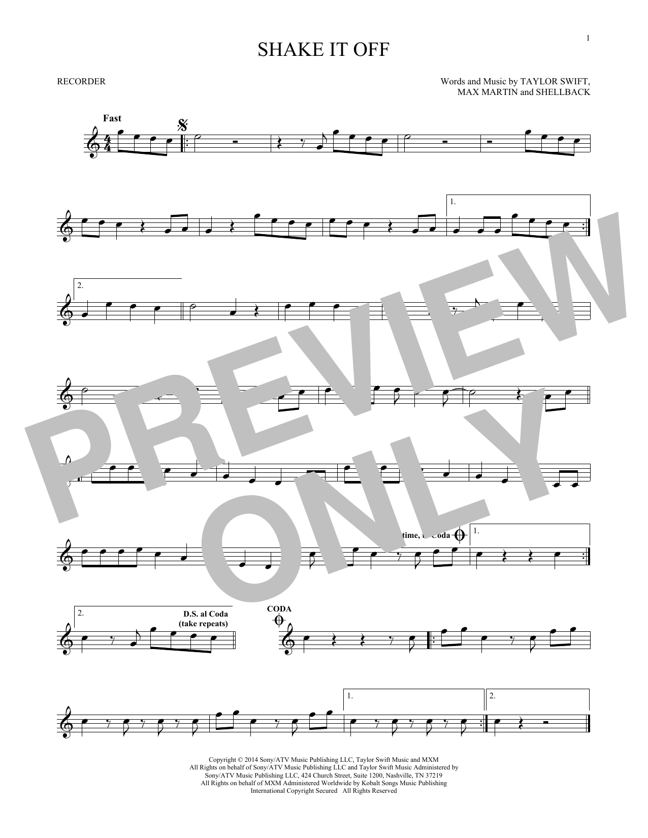 Taylor Swift Shake It Off sheet music notes and chords. Download Printable PDF.