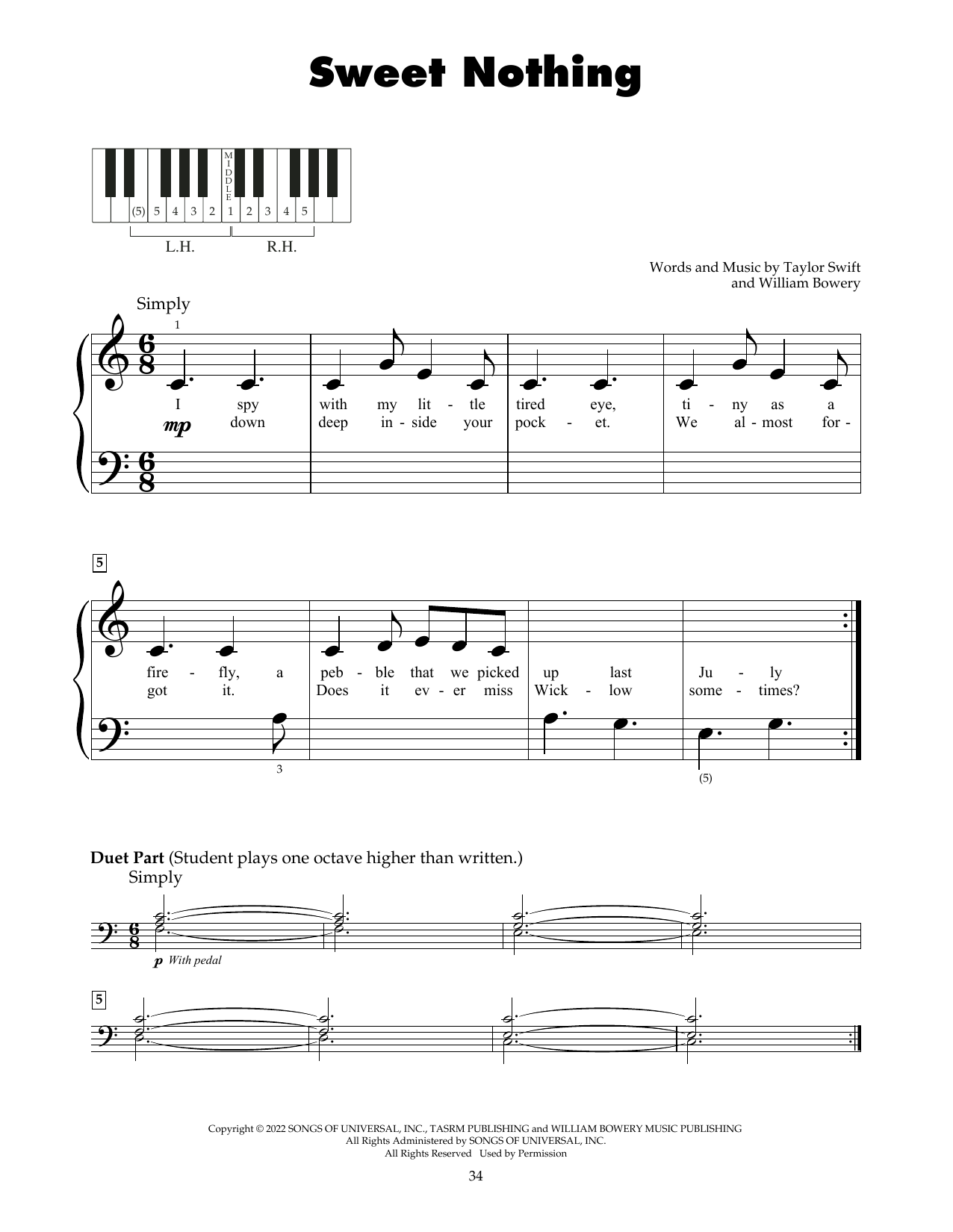 Taylor Swift Sweet Nothing sheet music notes and chords. Download Printable PDF.