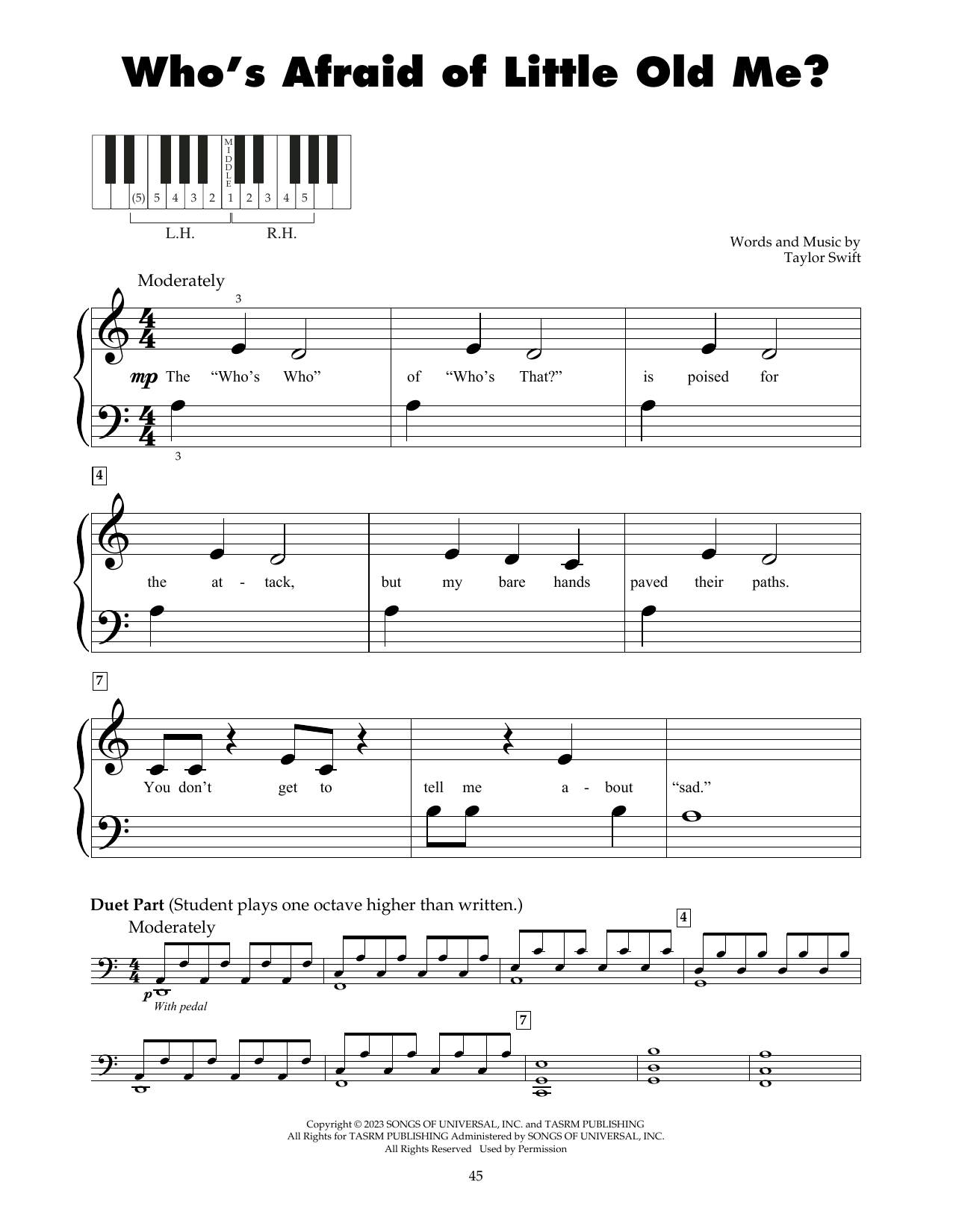 Taylor Swift Who's Afraid of Little Old Me? sheet music notes and chords. Download Printable PDF.