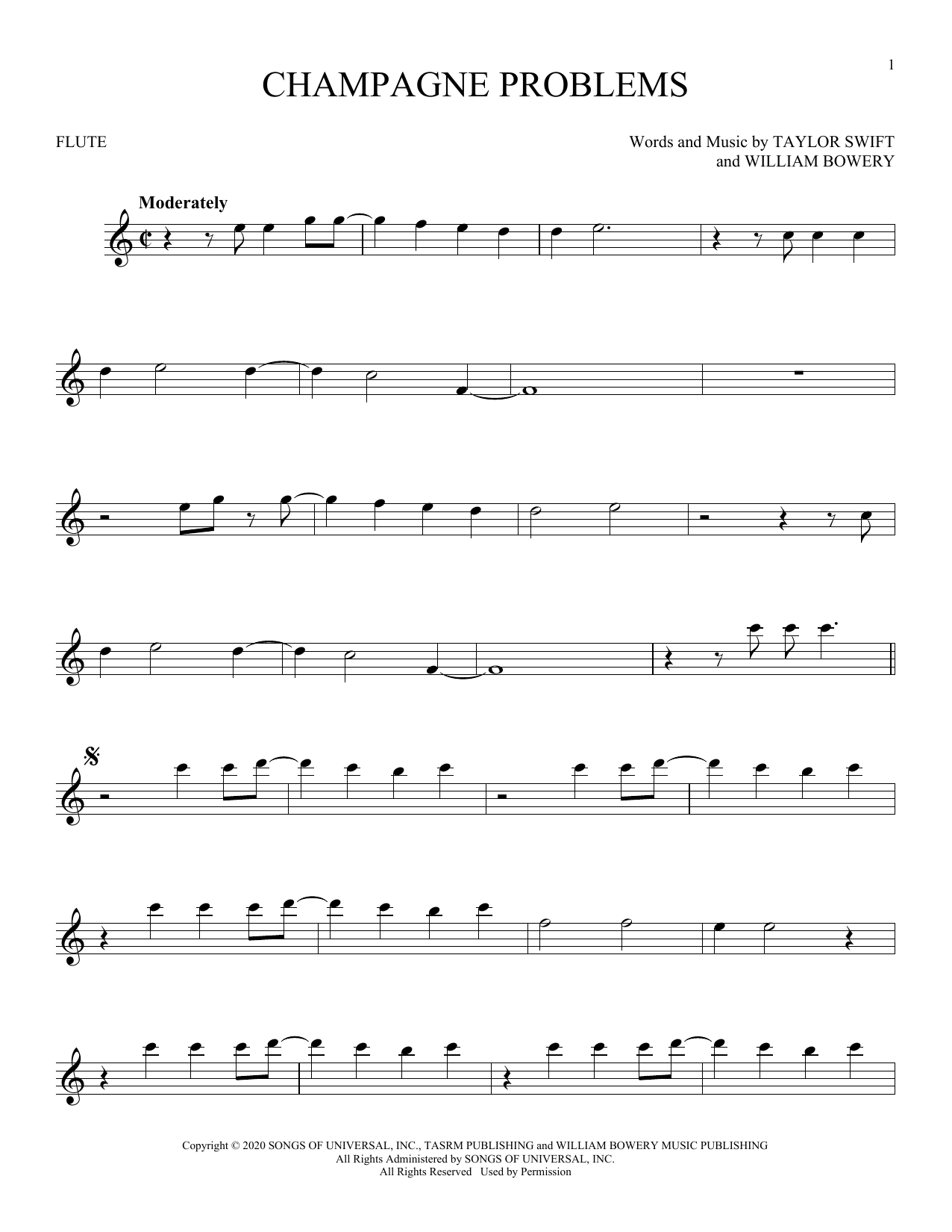 Taylor Swift champagne problems sheet music notes and chords. Download Printable PDF.