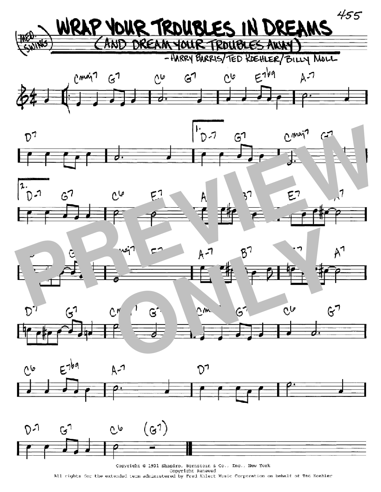 Ted Koehler Wrap Your Troubles In Dreams (And Dream Your Troubles Away) sheet music notes and chords. Download Printable PDF.