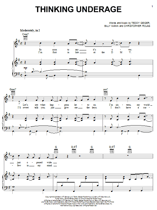 Learn to play Teddy Geiger Thinking Underage sheet music for Piano, Vocal & Guitar (Right-Hand Melody) in minutes. Price: 6.9900$ Teddy Geiger Thinking Underage sheet music notes and chords. Download Printable PDF.