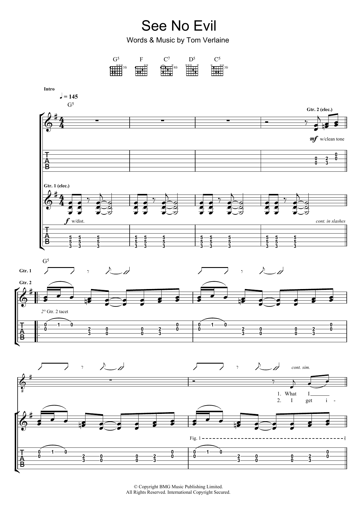 Television See No Evil Sheet Music Pdf Notes Chords Rock Score Guitar Chords Lyrics Download Printable Sku 107619 television see no evil sheet music notes chords download printable guitar chords lyrics pdf score sku 107619