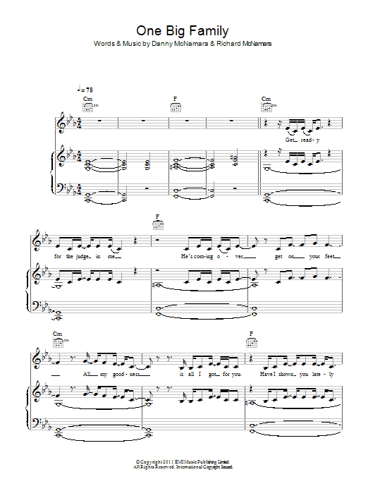 Templecloud One Big Family sheet music notes and chords. Download Printable PDF.