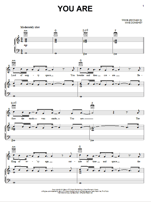 Learn to play Tenth Avenue North You Are sheet music for Piano, Vocal & Guitar (Right-Hand Melody) in minutes. Tenth Avenue North You Are sheet music notes and chords. Download Printable PDF.