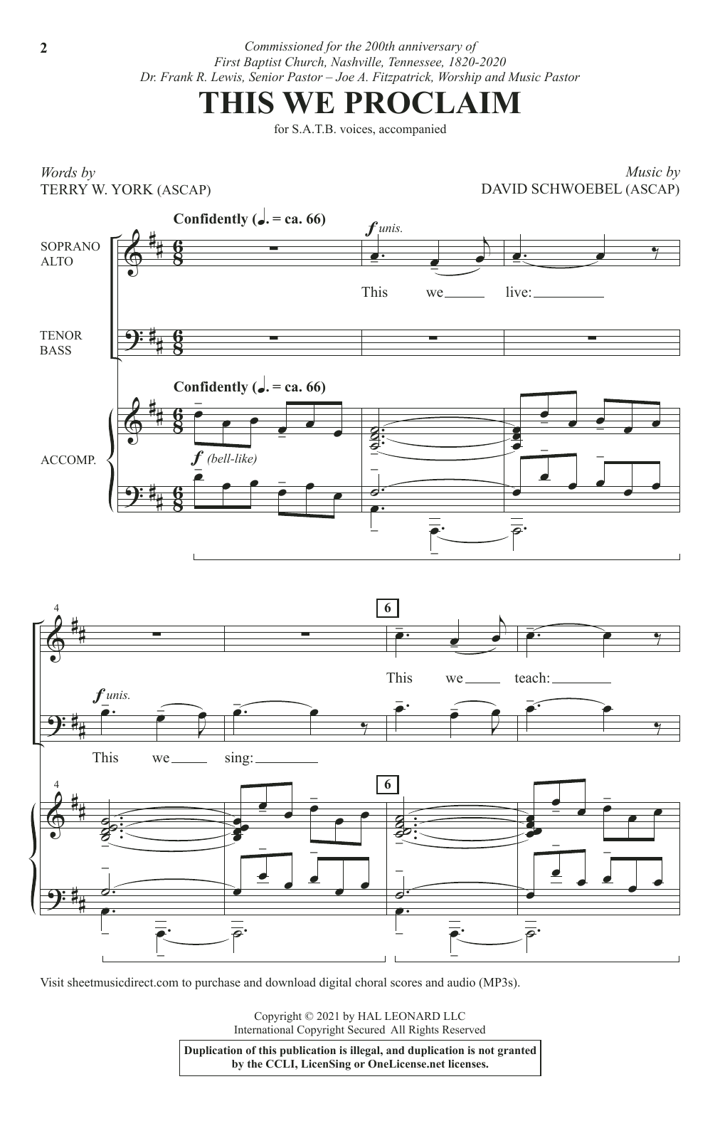 Learn to play Terry W. York and David Schwoebel This We Proclaim sheet music for SATB Choir in minutes. Price: 3.9900$ Terry W. York and David Schwoebel This We Proclaim sheet music notes and chords arranged for SATB Choir