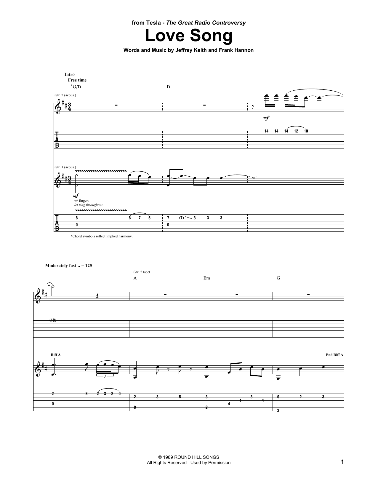 Tesla Love Song sheet music notes and chords. Download Printable PDF.