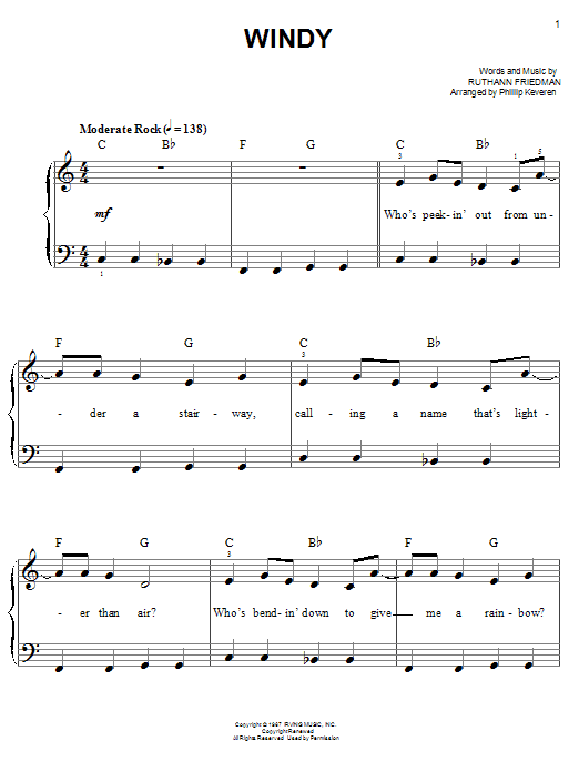 The Association Windy sheet music notes and chords. Download Printable PDF.