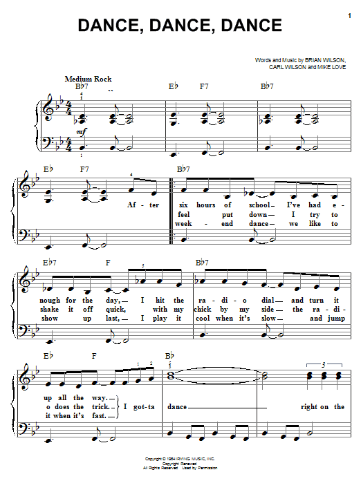 The Beach Boys Dance, Dance, Dance sheet music notes and chords arranged for Easy Piano