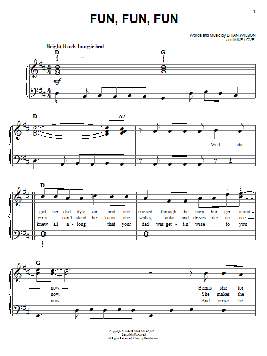 The Beach Boys Fun, Fun, Fun sheet music notes and chords. Download Printable PDF.