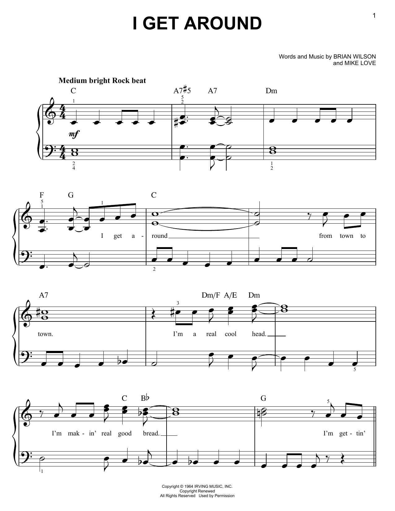 The Beach Boys I Get Around sheet music notes and chords. Download Printable PDF.