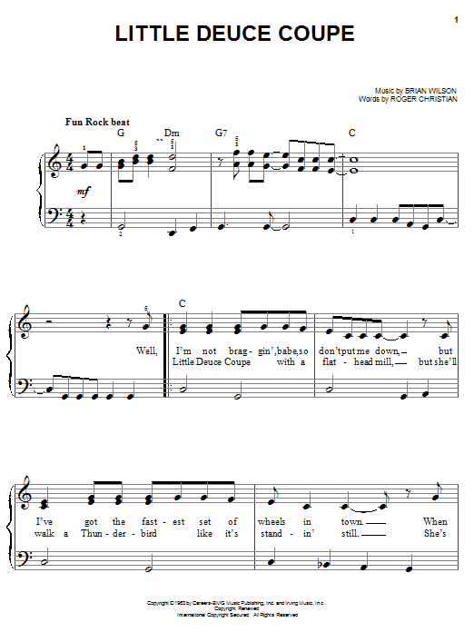 The Beach Boys Little Deuce Coupe sheet music notes and chords. Download Printable PDF.