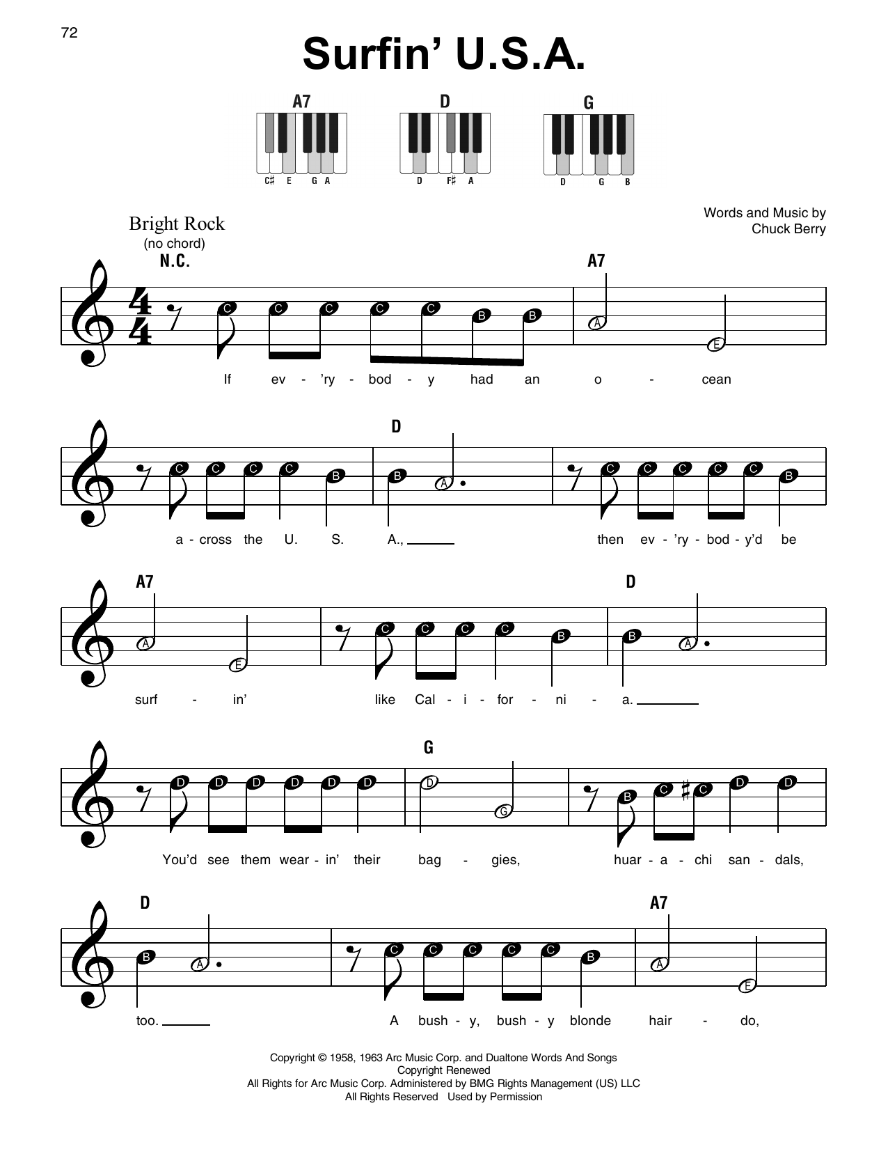 The Beach Boys Surfin' U.S.A. sheet music notes and chords. Download Printable PDF.