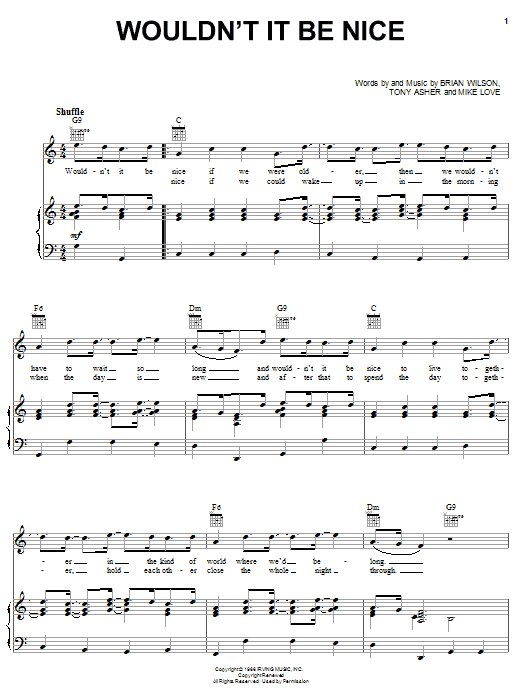 The Beach Boys Wouldn't It Be Nice sheet music notes and chords - Download Printable PDF and start playing in minutes.