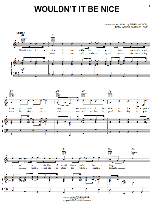 The Beach Boys Wouldn't It Be Nice sheet music notes and chords. Download Printable PDF.