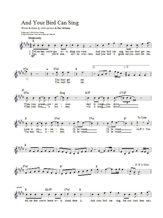 The Beatles "And Your Bird Can Sing" Sheet Music & PDF Chords | Ukulele