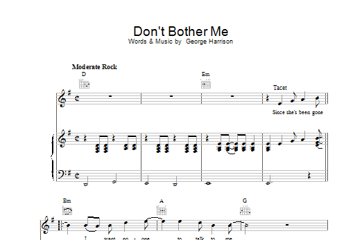 The Beatles Don't Bother Me sheet music notes and chords - Download Printable PDF and start playing in minutes.
