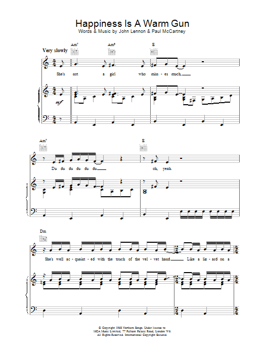 The Beatles Happiness Is A Warm Gun sheet music notes and chords - Download Printable PDF and start playing in minutes.