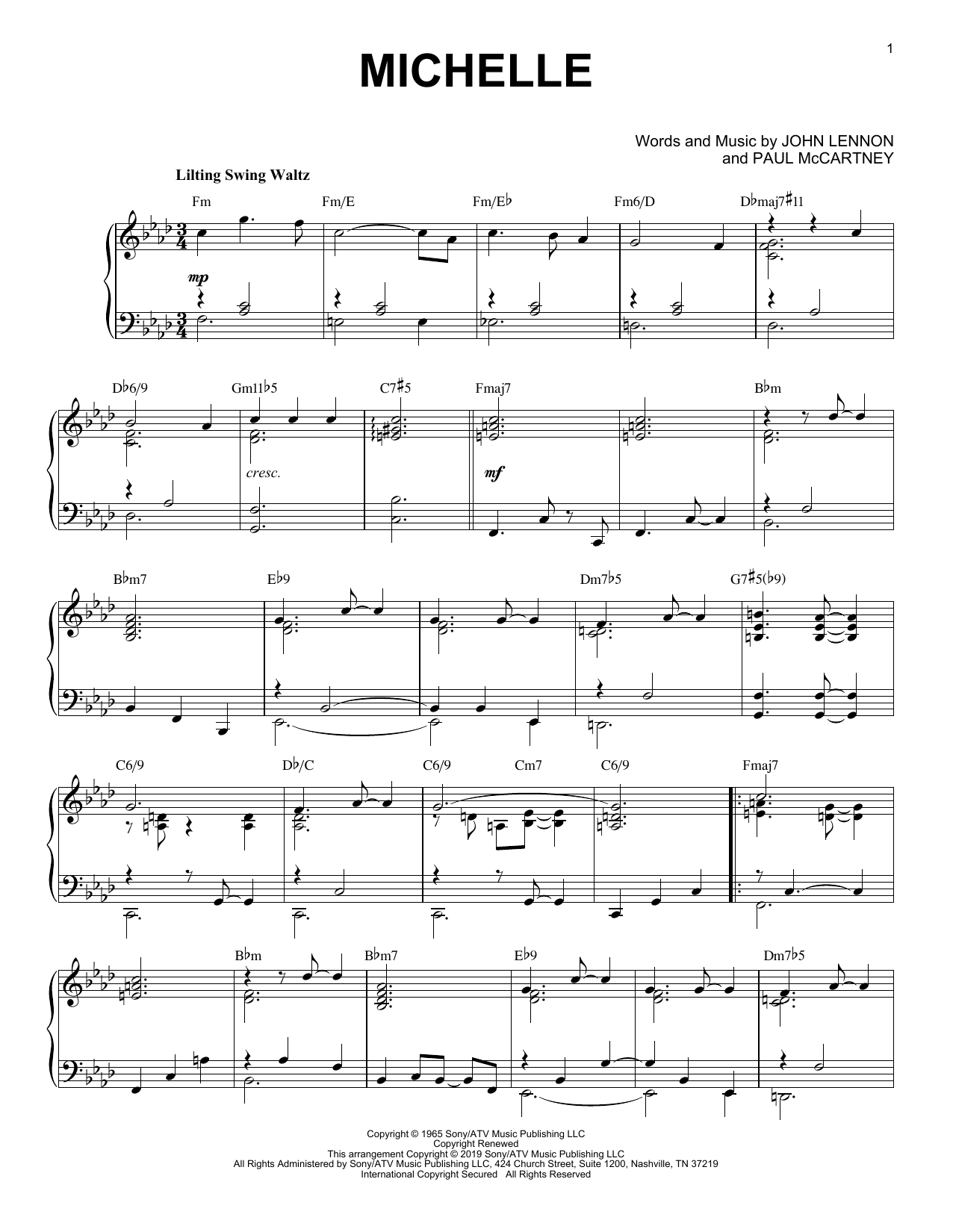 The Beatles Michelle [Jazz version] sheet music notes and chords. Download Printable PDF.