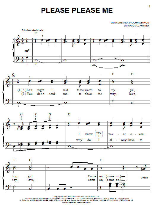 The Beatles Please Please Me sheet music notes and chords. Download Printable PDF.