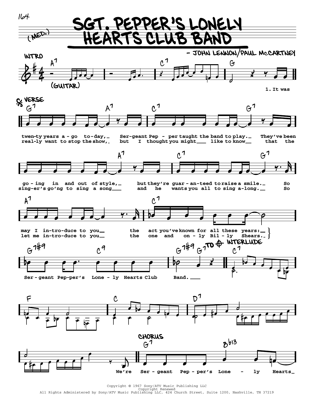 The Beatles Sgt. Pepper's Lonely Hearts Club Band [Jazz version] sheet music notes and chords. Download Printable PDF.