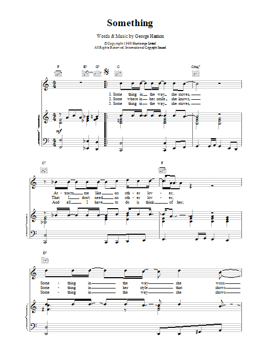 The Beatles Something sheet music notes and chords. Download Printable PDF.