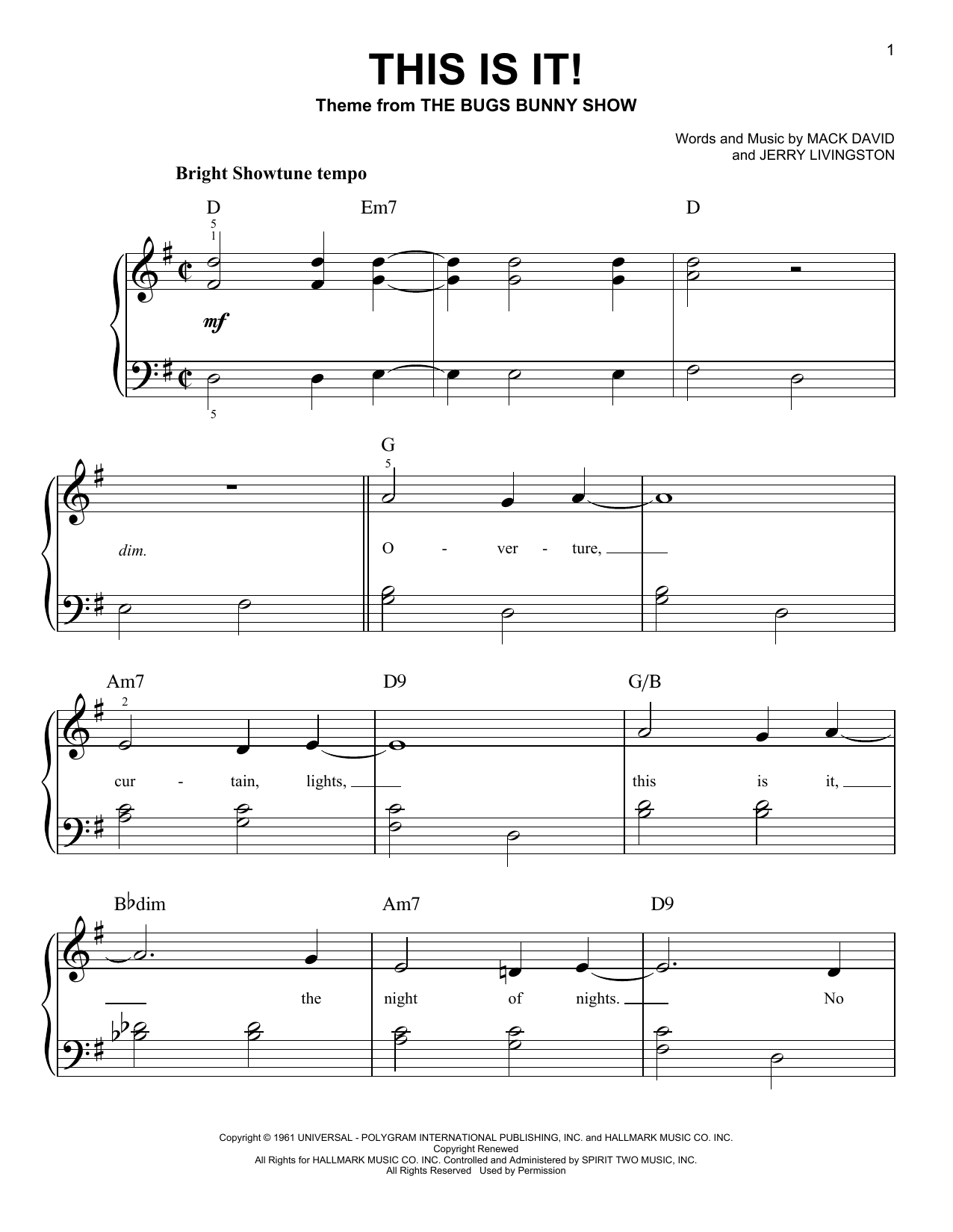 The Bugs Bunny Show This Is It sheet music notes and chords. Download Printable PDF.