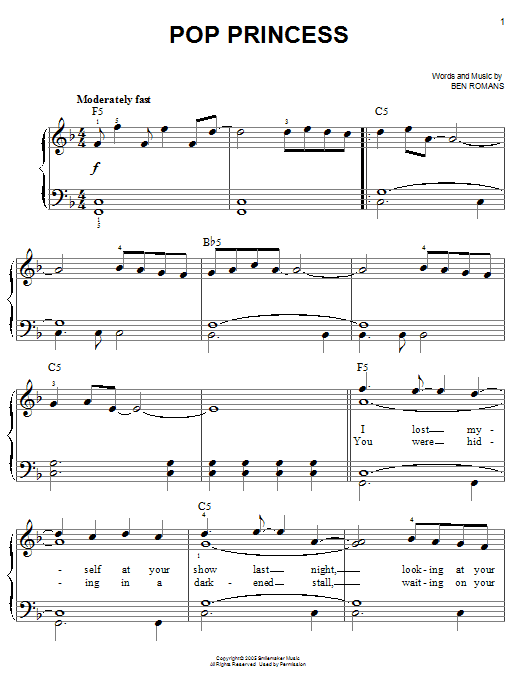 Learn to play The Click Five Pop Princess sheet music for Easy Piano in minutes. Price: 6.9900$ The Click Five Pop Princess sheet music notes and chords arranged for Easy Piano