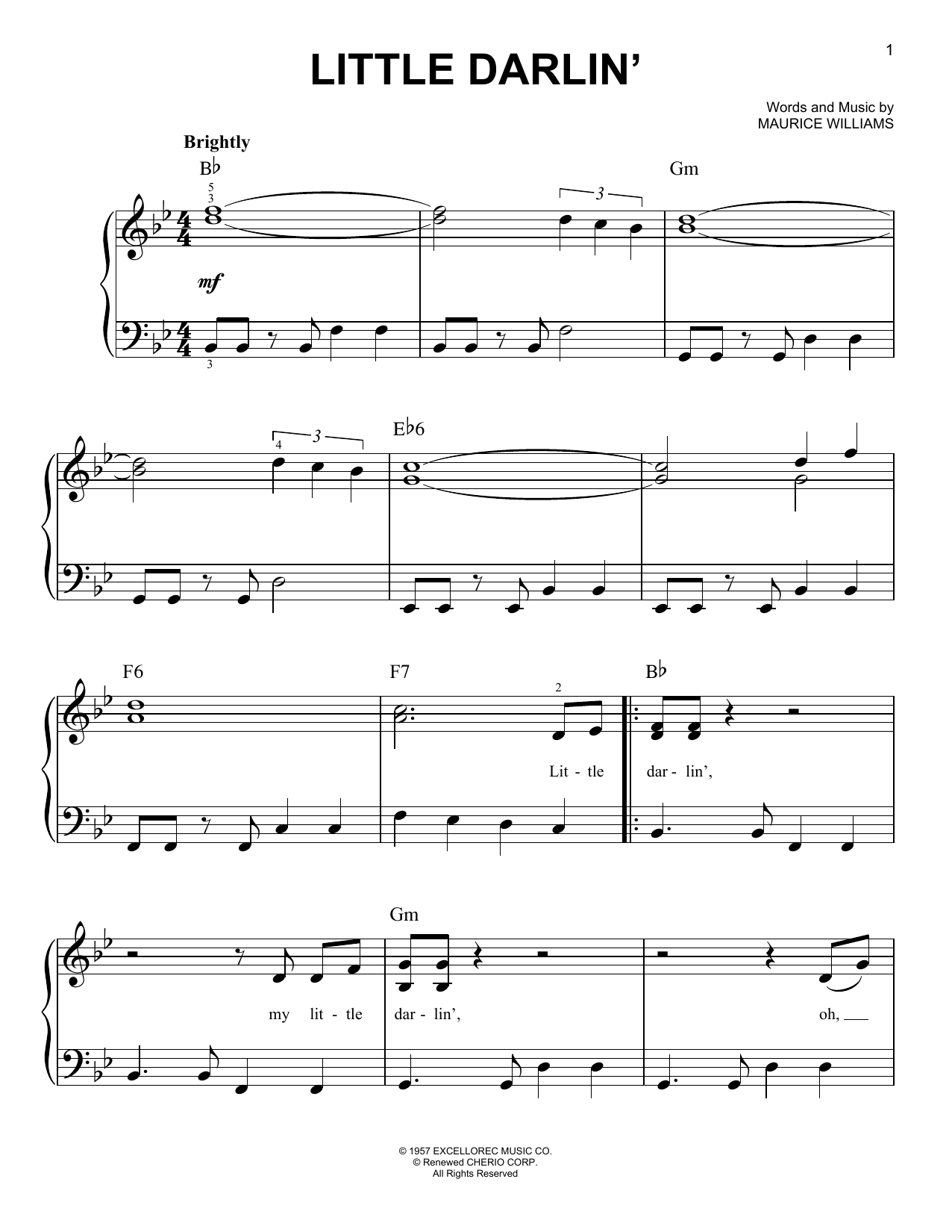 The Diamonds Little Darlin' sheet music notes and chords. Download Printable PDF.