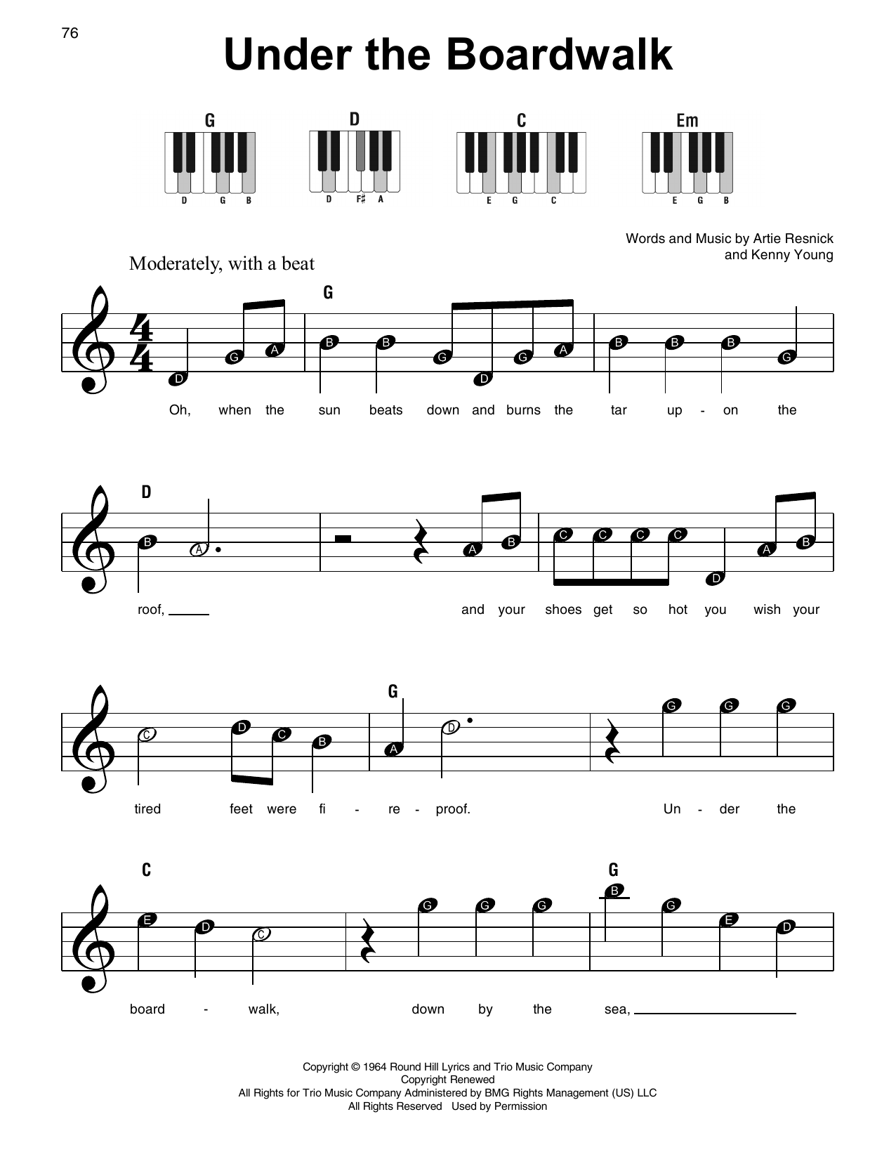 The Drifters Under The Boardwalk sheet music notes and chords. Download Printable PDF.