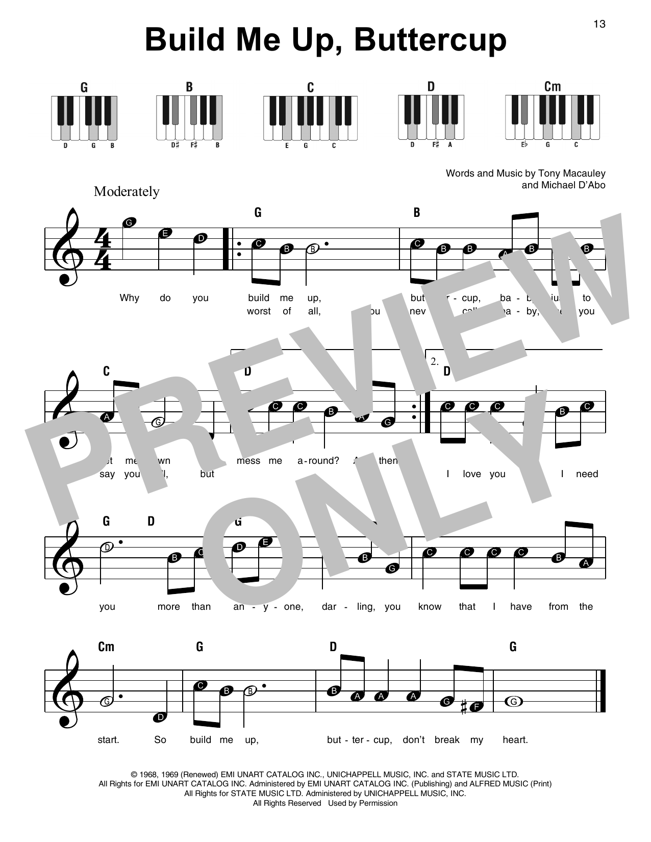 The Foundations Build Me Up, Buttercup sheet music notes and chords. Download Printable PDF.