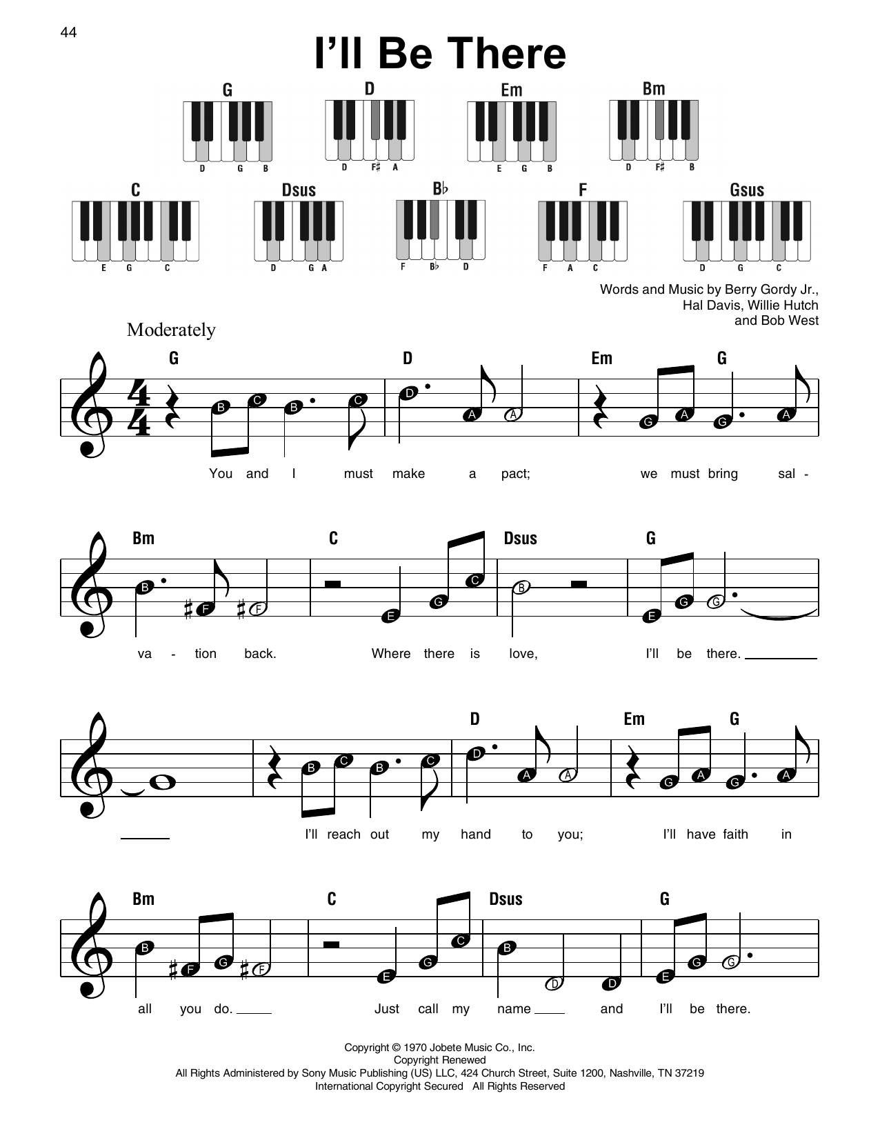 The Jackson 5 I'll Be There sheet music notes and chords. Download Printable PDF.