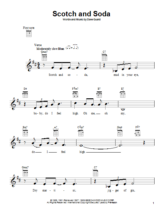 The Kingston Trio Scotch And Soda sheet music notes and chords. Download Printable PDF.