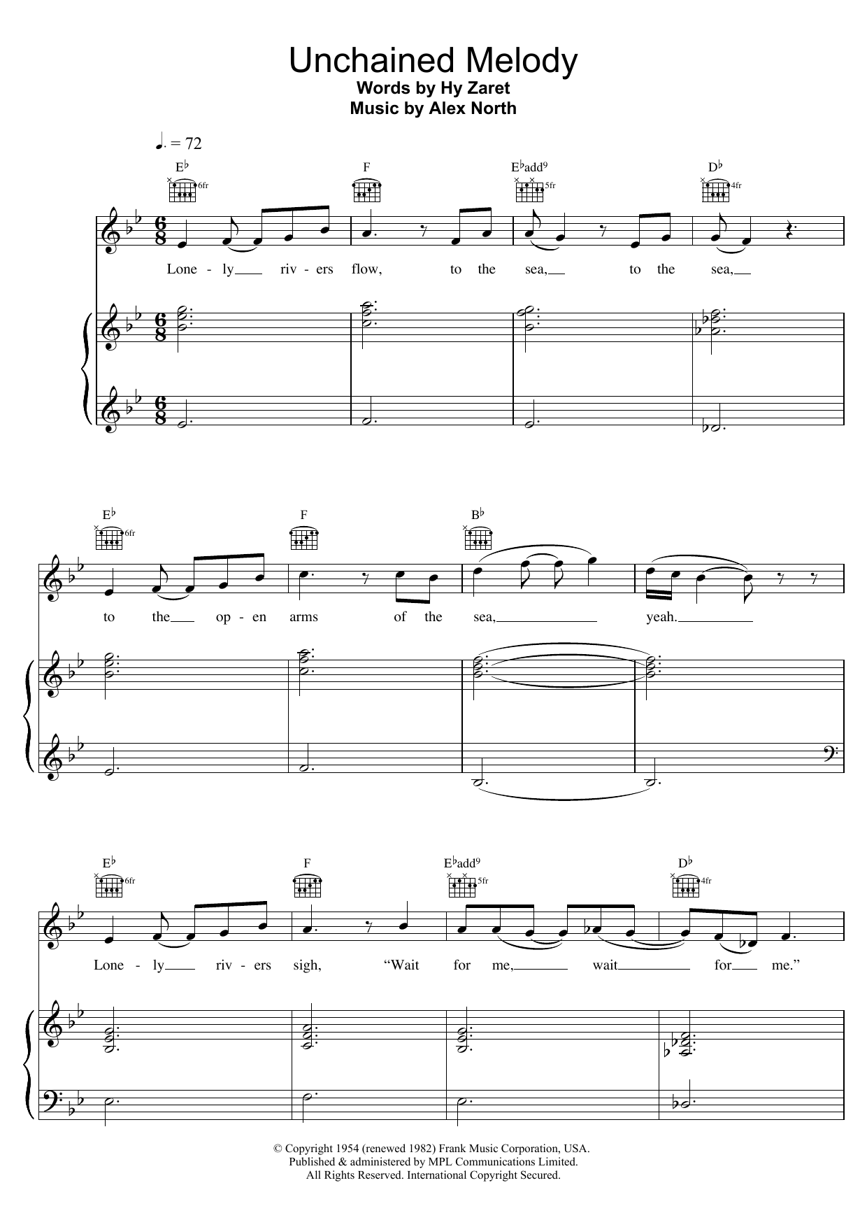 Unchained Melody Sheet Music By The Righteous Brothers Flute Solo Download 1 Page Score 168483 