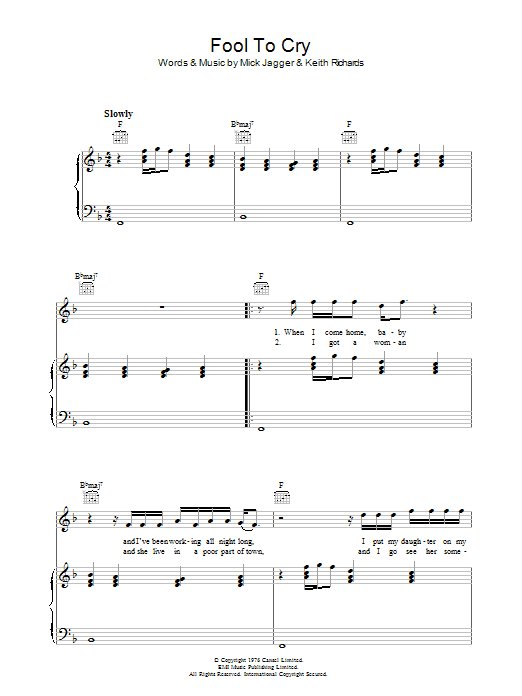 The Rolling Stones Fool To Cry sheet music notes and chords. Download Printable PDF.