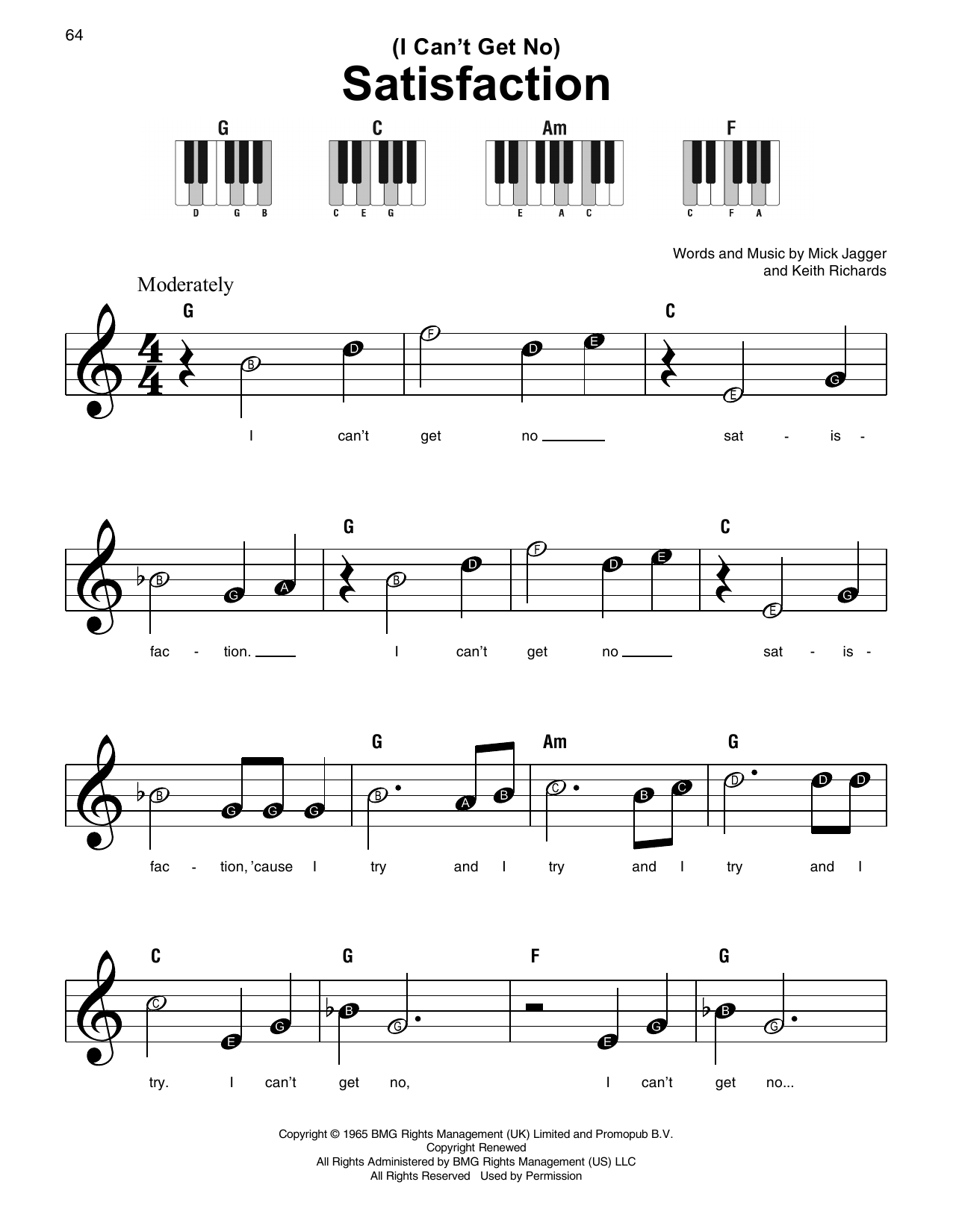 The Rolling Stones (I Can't Get No) Satisfaction sheet music notes and chords. Download Printable PDF.