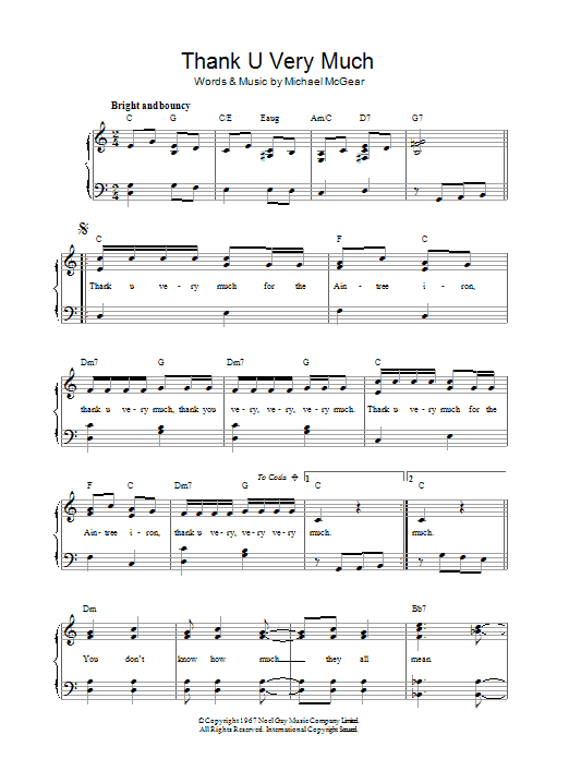 The Scaffold Thank U Very Much sheet music notes and chords. Download Printable PDF.