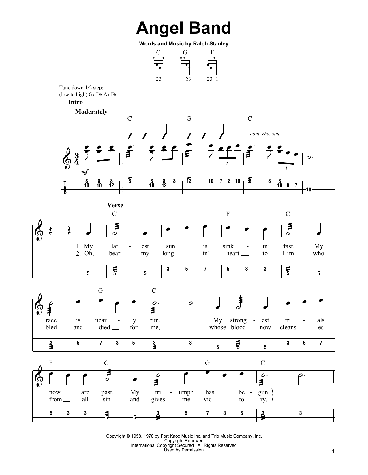 The Stanley Brothers Angel Band sheet music notes and chords. Download Printable PDF.