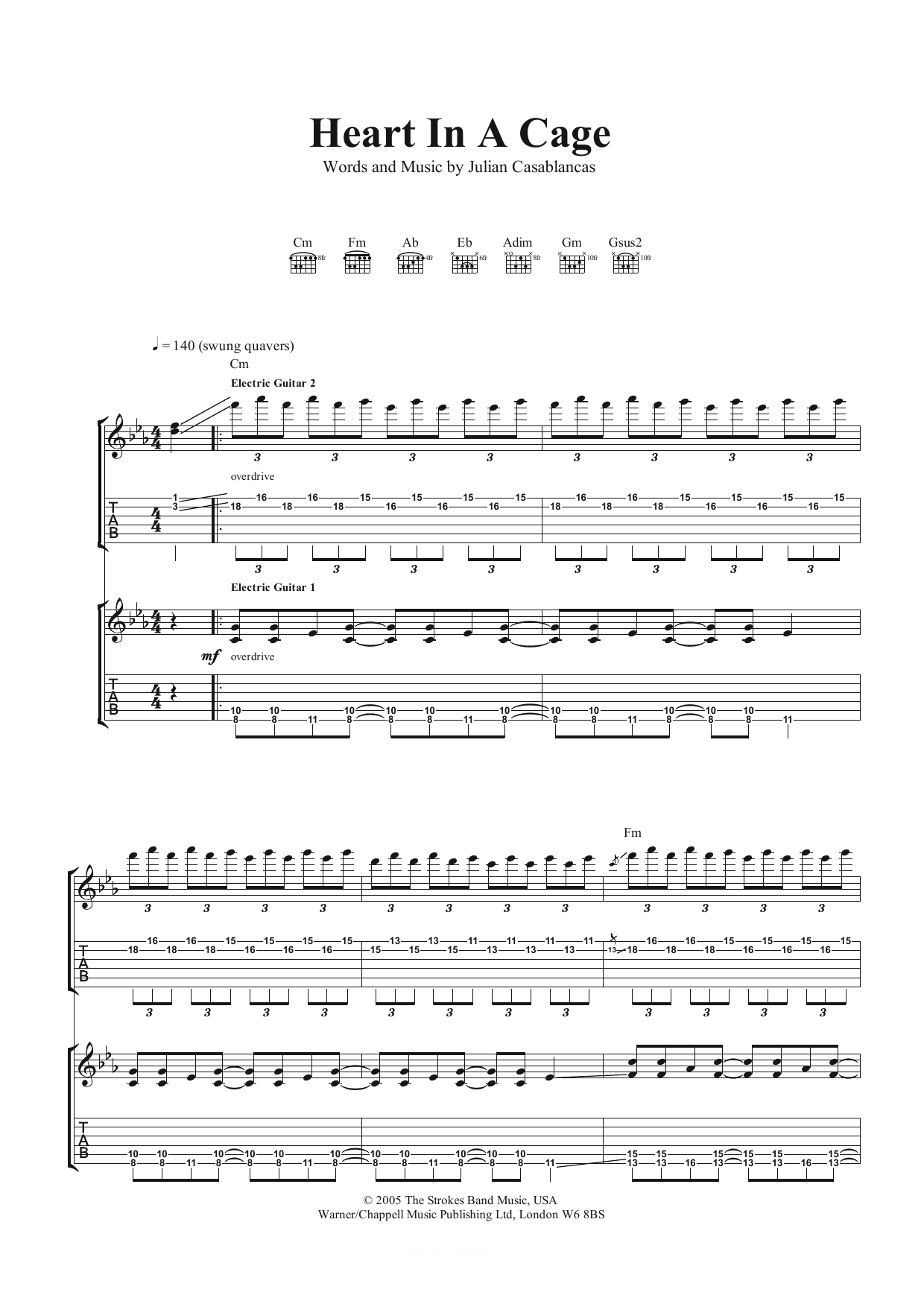 The Strokes Heart In A Cage sheet music notes and chords. Download Printable PDF.